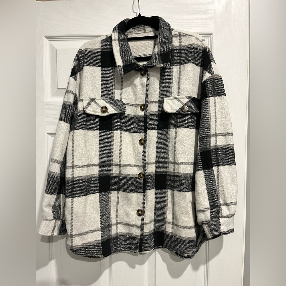 SHEIN Black and White Checkered Shacket